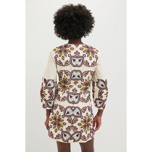 TUCKERNUCK Citron and Slate Blue Embroidered Long Sleeve Rhoda Tunic Dress - NWT - Picture 2 of 5